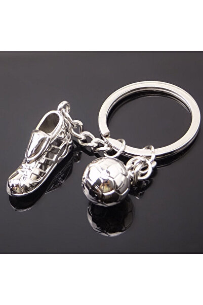 Universal 3D Metallic Keychain with Football Shoes and Ball Model