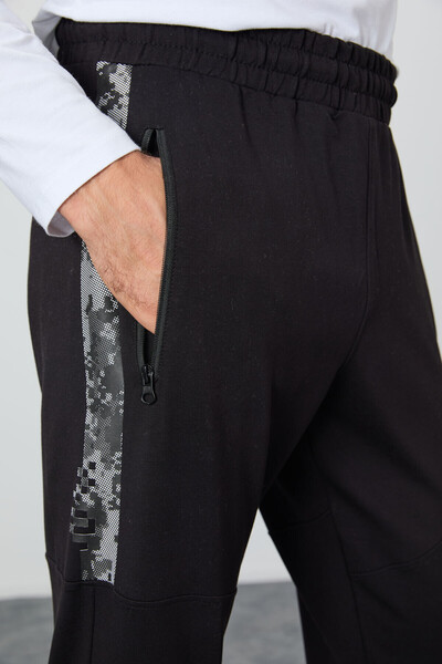 AIR JONES Lucas Black Lace-Up Men's Tracksuit Bottom - 84917