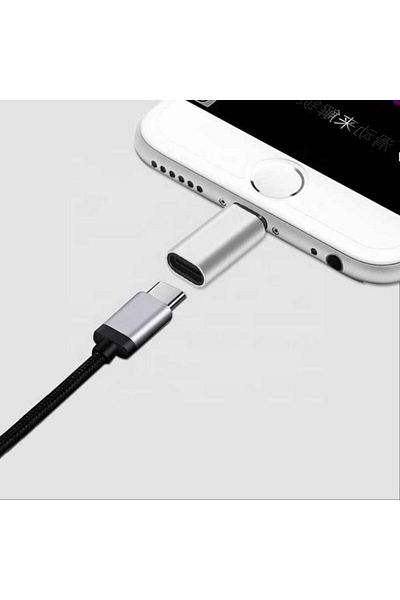 Evelise Adaptor de încărcare rapidă, Tip-C / Lightning, Redare muzică, Transfer date, 5A, Argintiu