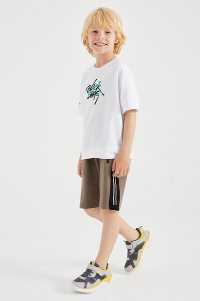 TOMMY LIFE Camel Zipper Pocket Lace Up Standard Fit Boys' Shorts - 10885
