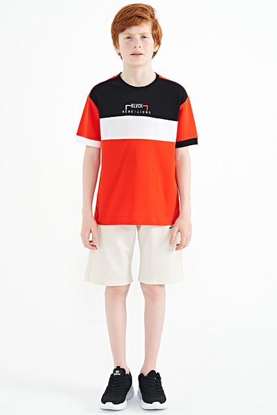TOMMY LIFE Tricou oversize pentru băiat, brodat cu degrade de culoare Fiesta - 11159
