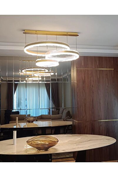 Özcan Aydınlatma 2732-3A-3 Pırıltı 3'Lü Avize 40+60+80 Sarı