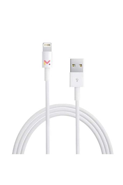 Evelise Set of 3 Data and Charging Cables, USB / Lightning, White, 2A, Speed 10 Gbps, 1 M