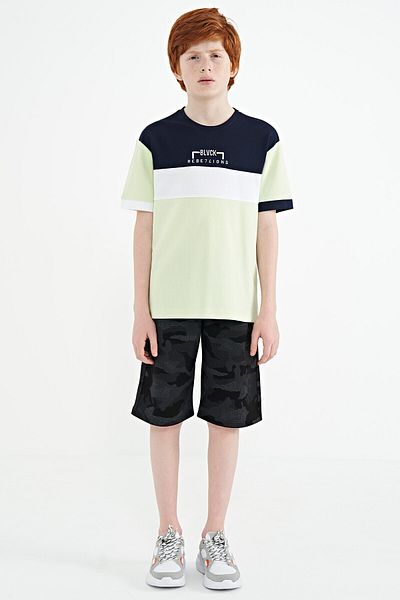 TOMMY LIFE Светлозелена тениска с бродерия Oversize за момче - 11159