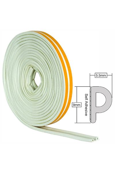 Evelise Set Of 3, Self-adhesive Tape For Sealing Doors And Windows, P-profile, 9mm X 5.5mm, Uv Resistance