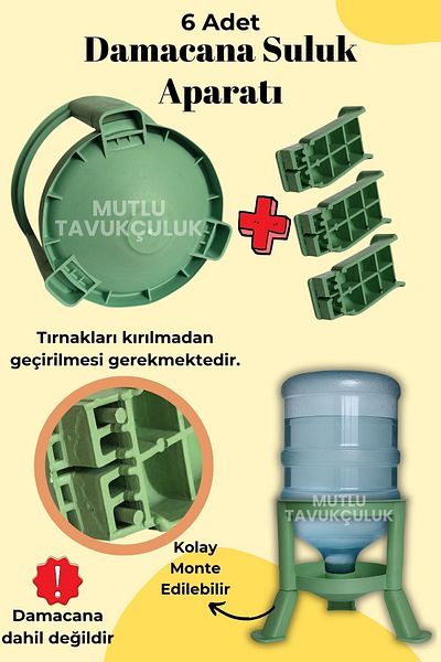MUTLU TAVUKÇULUK 6 Pieces Automatic Bottle Compatible Apparatus Chicken Waterer Pigeon Waterer Turkey Goose Bird Duck Pheasant Cuckoo