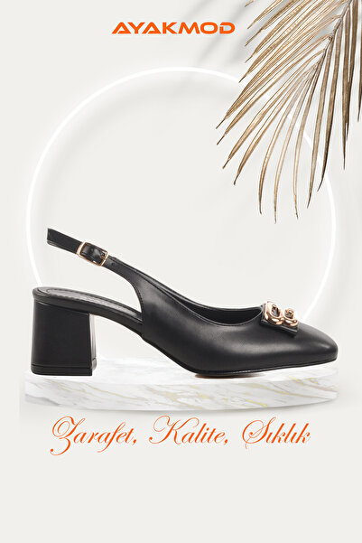 AYAKMOD Μαύρα γυναικεία βραδινά παπούτσια με αγκράφα 312361 Z