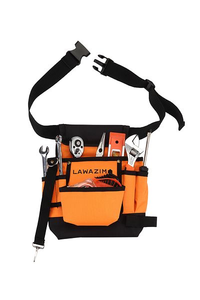 Lawazim Apron Tool Bag Pouch - Space Saving Waterproof Canvas Waist Apron with Adjustable Strap