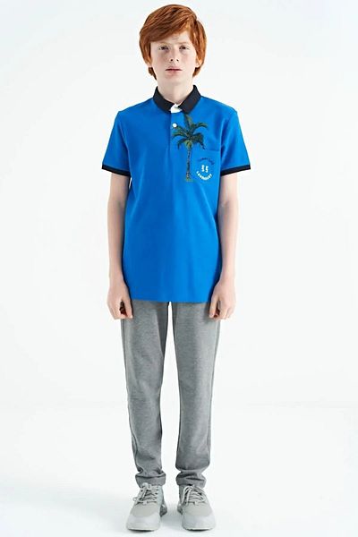 TOMMY LIFE Saks Printed Pocket Detailed Standard Fit Polo Collar Boy T-shirt - 11144