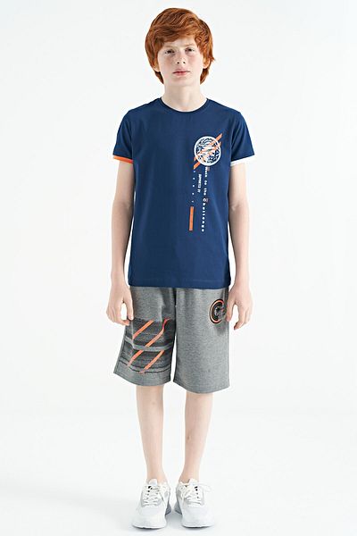 TOMMY LIFE Indigo Print Λεπτομερές μπλουζάκι O-Neck Standard Mold Boy - 11131