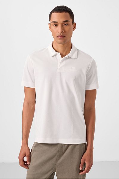 TOMMY LIFE Ανδρικό μπλουζάκι Ecru Standard Fit Basic Polo Neck - 87748