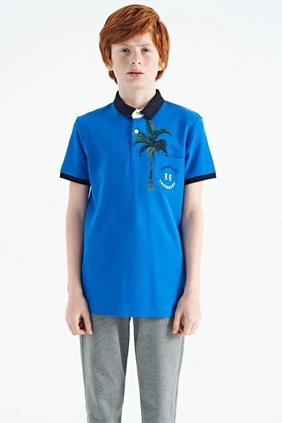 TOMMY LIFE Saks Printed Pocket Detailed Standard Fit Polo Collar Boy T-shirt - 11144