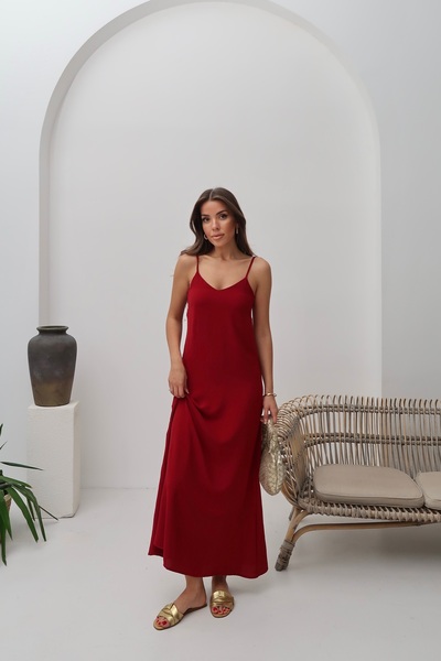 Paw Garage Women's Hazel Red Rope Strap Ayrobin Maxi Summer Dress