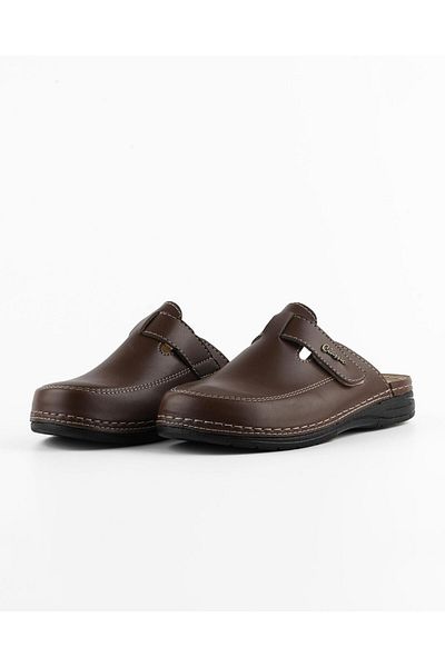 DR KLOMPA Ανδρικές Παντόφλες MS304 Καφέ Fanetta Orthopedic Sabo Slippers