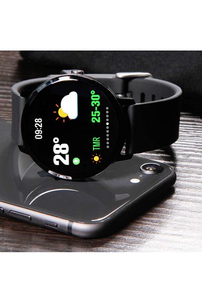 MACON Pack of 2 D15 Smart Watch with Heart Rate Monitor Wristband - Black