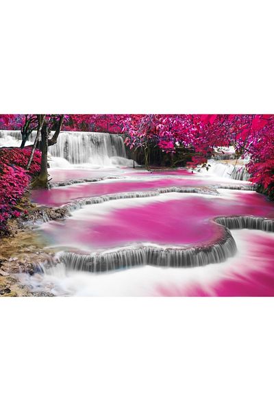 media Fototapet de perete autoadeziv si lavabil Fereastra Cascada roz, 135 x 90 cm