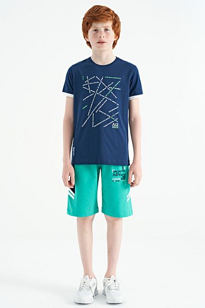 TOMMY LIFE Μπλουζάκι Indigo Minimal με σχέδιο O-Neck για αγόρια - 11132