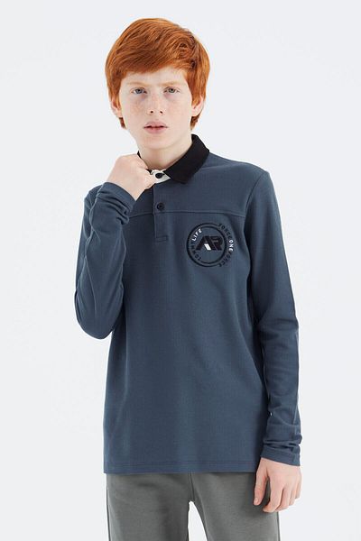 TOMMY LIFE Tricou pentru băiat, verde pădure, cu gât polo - 11172