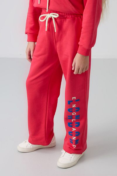 TOMMY LIFE Viva Red Cotton Furry Inside Soft Textured Oversize Printed Girl's Tracksuit Set - 75147