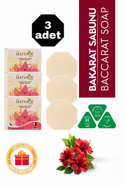 Naturix Baccarat Essence Stone Soap 3-Piece Eco Pack Moisturizing and Revitalizing Skin Care - 3X125 Gr
