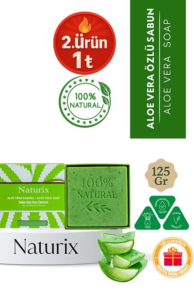 Naturix Aloe Vera Soap 125 Gr |   Moisturizing, Drying and Natural Skin Care for Dry Skin