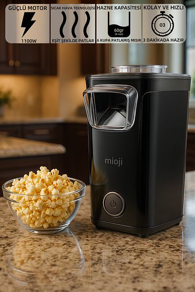 Mioji Mio POPX1 - Oil-Free Compact Popcorn Machine, Black