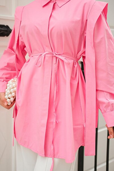 LOCCO Dark Pink Shirt - Pleat Detail and Hidden Buttons