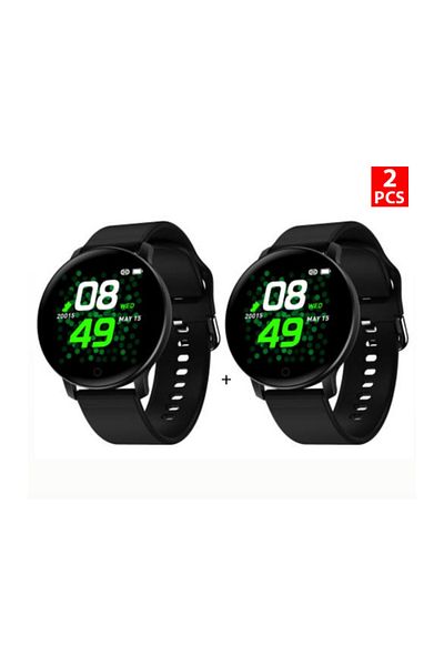 MACON Pack of 2 D15 Smart Watch with Heart Rate Monitor Wristband - Black