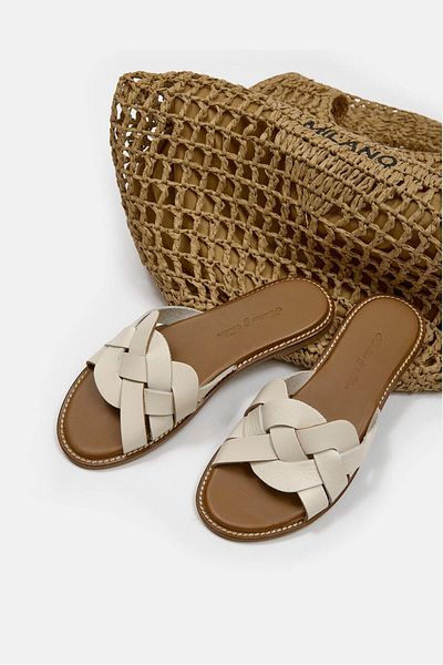 NILUFARR Papuci de damă Hazel White din piele naturală
