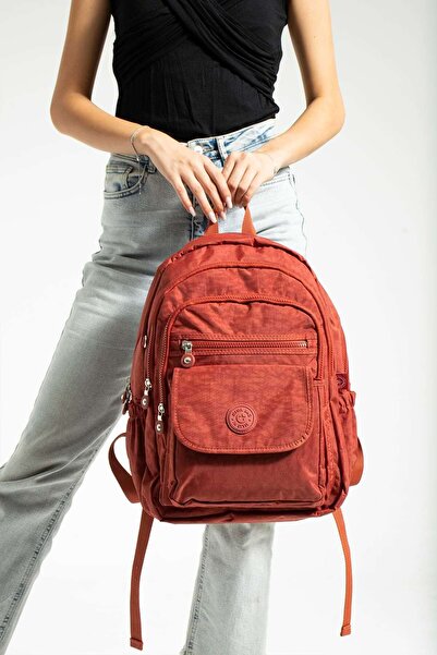 Getcho Bekka Women's Red Daily Lightweight Multi-Eye Zipper Comfortable Use Water Resistant Backpack