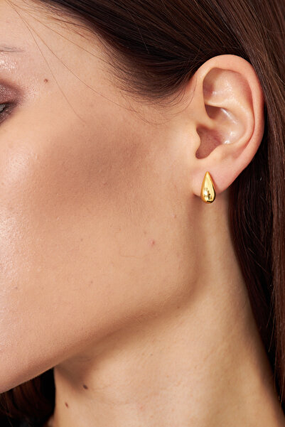 Ventino Silver 18 K Altın Kaplama Plated Damla 925 Ayar Gümüş Kadın Küpe VKP-...