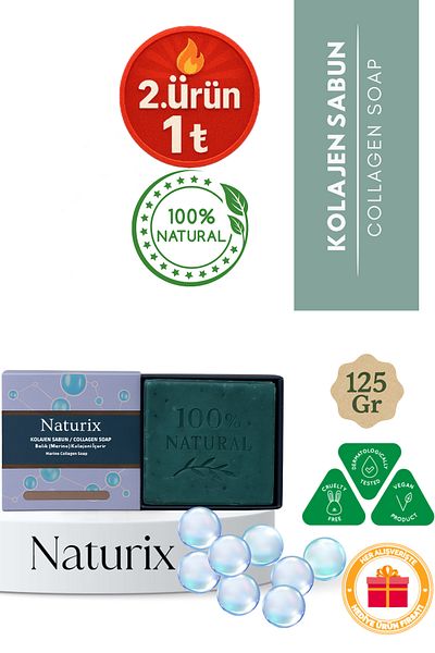 Naturix Collagen Soap 125 Gr |   Anti-Wrinkle, Anti-Aging and Revitalizing