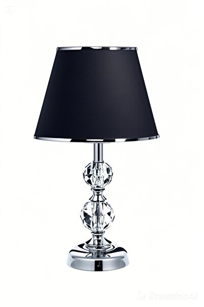 571 Store T serisi masa abajuru metal ve cam gövde kumaş başlık