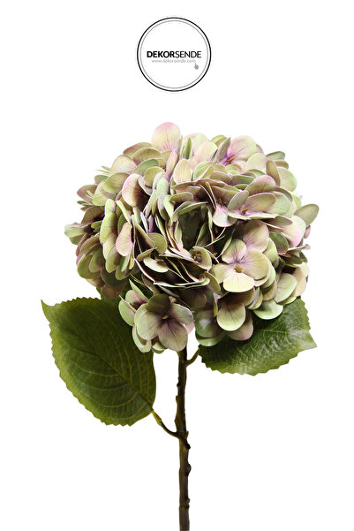 Dekorsende Yapay Ortanca Dalı 60 cm Yeşil-Pembe