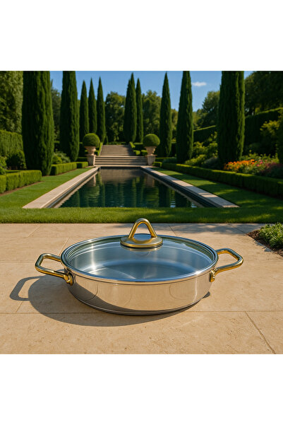 Davet Gold Karnıyarık Pilav Tencere 26 Cm 3,4 Lt - İndüksiyon Tabanlı Paslanm...