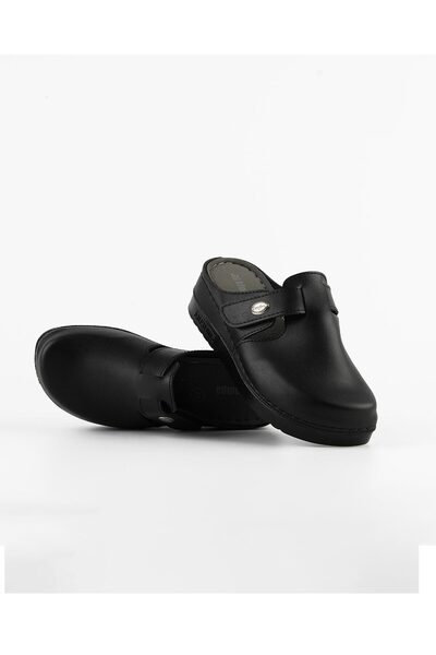DR KLOMPA Papuci pentru femei MS776 Black Sabo Slippers – Colecția POWDER LEATHER