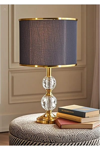 571 Store T Series Table Lampshade - Metal and Glass Body, Fabric Headboard