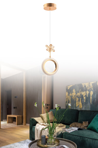 İstanbul Avize Halka Tekli Gold 3 Renk Ledli Modern Led Avize