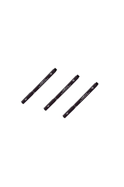 UNİ-BALL UNIBALL PIN (0.05) قلم ذو طرف أكريليك رفيع أسود (3 قطع)
