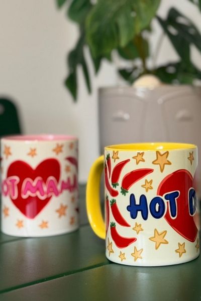 Hello Melody Design "Hot Dada" Mug – 330Cc Digital Printing Porcelain Mug with Original Design for Fun Fathers