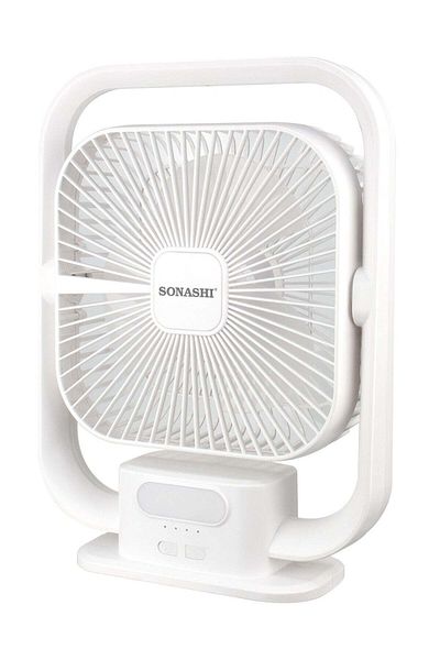 sonashi 8 Inch Rechargeable Table Fan With LED Light - 3 Speeds High/Medium/Low | Continuous Working Of 2 Ho