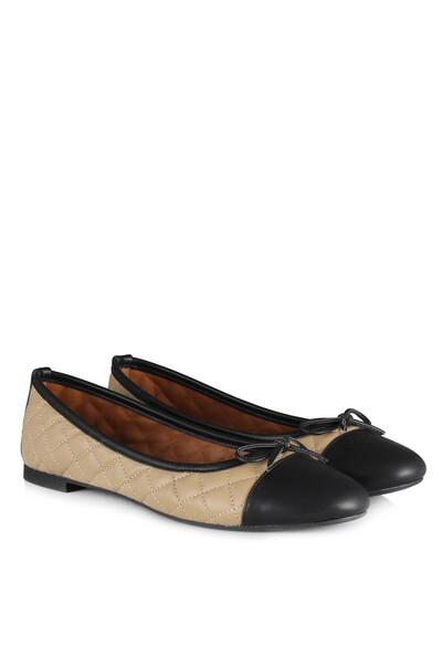 37Numara Büyük Numara Kadın Babet Ayakkabı 41-42-43-44 Numara Siyah Vizon Kapitone Desen