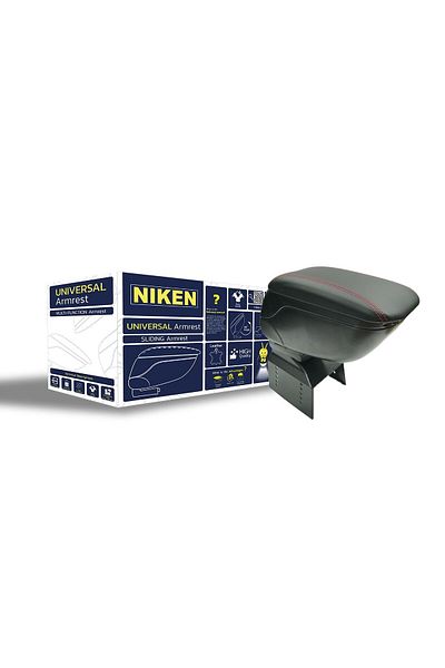 Niken Black Leather Red Stitched Universal Car Armrest Armrest Console
