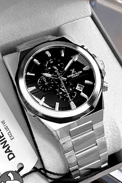 Daniel Klein Black Men's Wristwatch - Dker2045C5 with Steel Cord Bracelet Gift