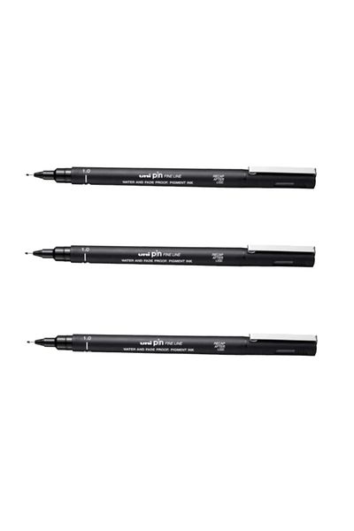 UNİ-BALL Uniball Pin (1.0) Fine Line Acrylic Nib Pen Black (Three Pieces)