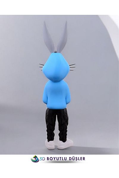 ZTE 3D BASKI Bugs Bunny Figure -Colorful- Special Design 36 cm (Blue)