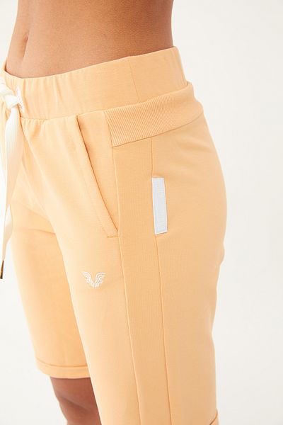 bilcee Pantaloni scurți sport peste genunchi din bumbac organic somon pentru femei 0666