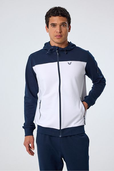bilcee Men's White Hooded Elastic Leg Tracksuit 0785