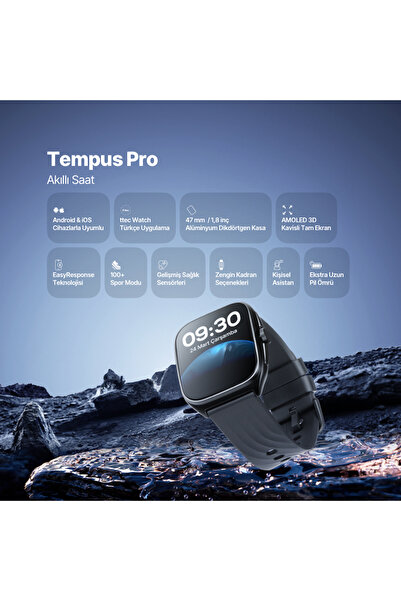 Ttec Tempus Pro  47mm Kavisli AMOLED Ekranlı Dikdörtgen Alüminyum Kasa 2SW07