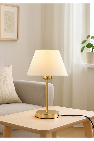 HOMİNG Homing Lilac Gold Lampshade Cream Fabric 241947